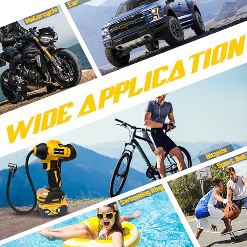 Image of 160PSI Tire Inflator Cordless for Dewalt 20V Max Battery, Tool Only | Portable Air Inflator with Pressure Gauge, Auto-Shut Off, Fast Inflation, LED Light, Tire Pump for Car Motorcycle Bike Ball