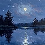 5DDIYART Moon Paint by Numbers for Adults Beginner, Paint by Number Kits on Canvas, Paint by Easy Acrylic Oil Painting Home Wall Decor 16x16 inch
