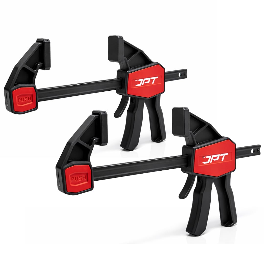 JPT Pro Series 12-Inch Quick-Grip Bar Clamps | 150mm Clamping Range | One-Handed Wood Clamps with Quick-Release Trigger | Heavy-Duty Spreader F-Clamp Set | 155 lbs Hold | Woodworking, Carpentry, DIY-image-2