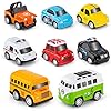 RuiDaXiang Metall Zurückziehen Spielzeugautos, 8 Pack Mini Die Cast Spielzeugautos Set, Polizeiwagen/ Schulbus… Kinderspielzeug Fahrzeuge Reibung angetrieben, für 3-12 Jahre Jungen Mädchen Kinder
