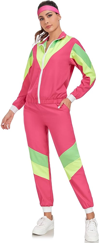 Amazon.com: SIZGAROOT 80s 90s Retro Windbreaker Set Womens