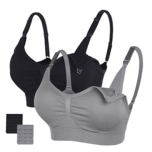 STELLE Body Silk Seamless Maternity Nursing Bra with Pads, Extenders & Clips