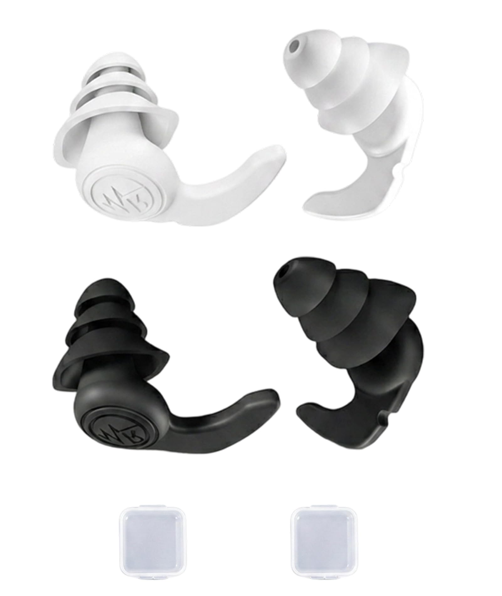 squishy 4 PCS Swimming Ear Plugs for Men, Earplugs for Swimmers.Advanced Noise Reduction Earplugs for Swimming and Study, Waterproof Silicone.For Daily Use,Black and White Colors-picture-32