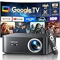 ?Bundled with Google TV Stick/4K Supported?Smart Projector with WiFi & Bluetooth, Outdoor & Home TV Movie Projectors with Voice Control, Auto Focus & Keystone, Compatible with Netflix Proyector WiMiUS