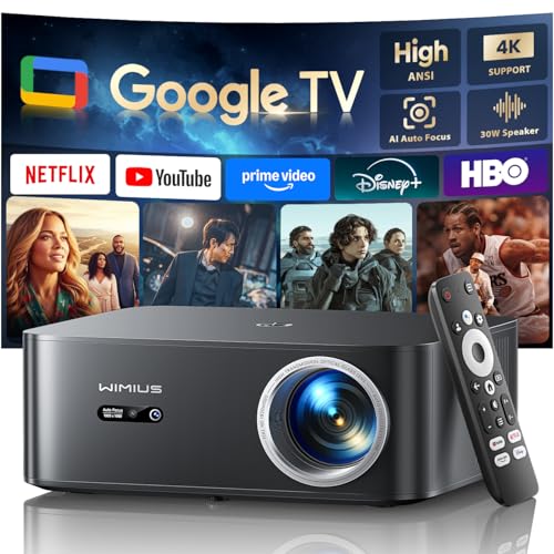 【Bundled with Google TV Stick/4K Supported】Smart Projector with WiFi & Bluetooth, Outdoor & Home...