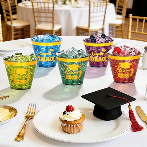 Image of 50 Pack 9 oz Graduation Cups,2026 Gold and Black Graduation Plastic Cups, Disposable Congrats Grad Party Cups for Class of 2026 Decorations School Party Favors Supplies