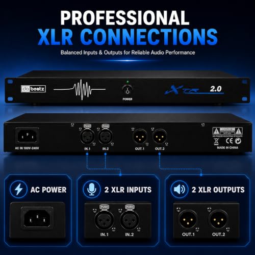 Image of DaBeatz XTR 2.0 Feedback Suppressor, 2 Mic In / 2 Line Out Anti-Howling Processor with Auto Feedback Elimination, Frequency Shift & 24-Bit /96kHz DSP for Stage, Conference, PA System & Karaoke