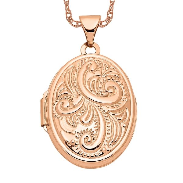 IceCarats14K Rose Gold Oval Personalized Photo Locket Necklace Charm Pendant