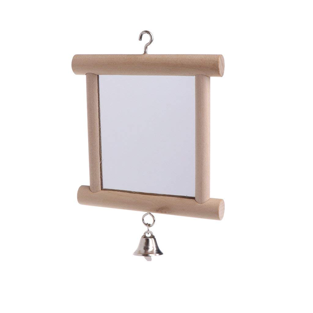 Litewoo Bird Mirror Wooden Hanging Swing Interactive Play Toys for Small Parrot Budgies Macaw African Grey Parakeet Cockatiel Conure Lovebird Cage