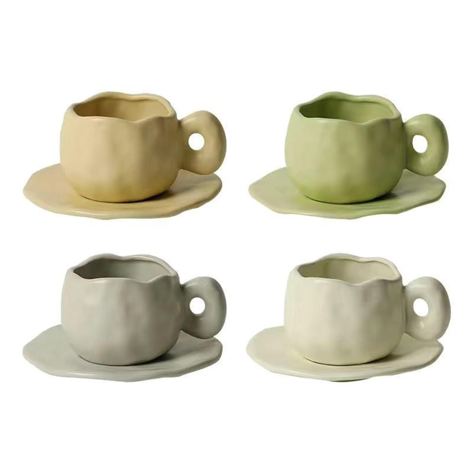 HABITZ Keramik-Kaffeetasse, Teetasse und Untertasse, Set, Keramik-Teetasse, Milchbecher, Tassen for Büro und Zuhause, großer Griff, heißes und kaltes Trinken (Color : M, Size : 330ml)