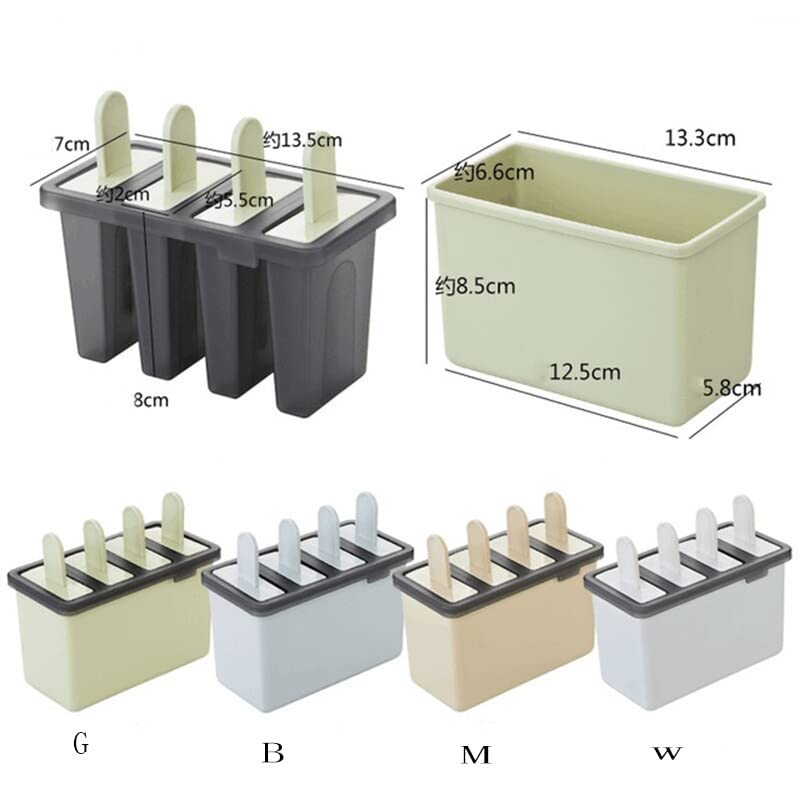 Ice Cream Sandwich Makers - Ice Cream Mold 4 Hole Plastic Ice Cream Mould Ice Cube Tray Barrel Diy Mold Dessert Ice Cream Mold with Stick (B)