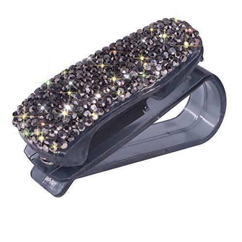 Preisvergleich Produktbild Soleebee Funkeln Strass Brillenhalter für Auto Sonnenblende, Sonnenbrillenhalterung Brillenhalterung mit Kartenkarten Clip (Grau)
