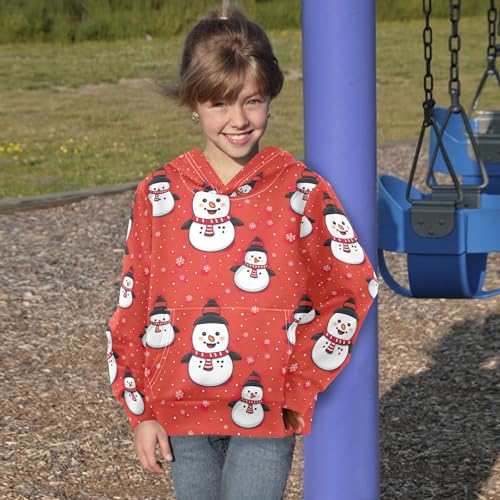 Kids Hoodies Sweaters Christmas Xmas Snowman Hooded Sweatshirts with Big Pockets for Boys Girls B04003454