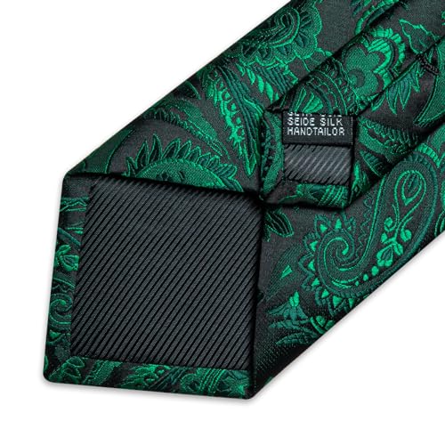 Image of DiBanGu Paisley Ties for Men Silk Necktie and Pocket Square Cufflinks Tie Clip Set Woven Classic Mens Tie for Wedding Party