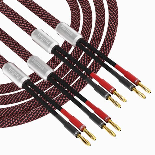 Preffair HiFi OFC Copper Braid Speaker Cable with Banana Plugs,Total