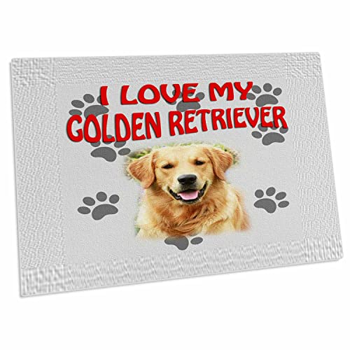 3dRose I Love My Golden Retriever. Canvas. Cute Dog. Desk Pad