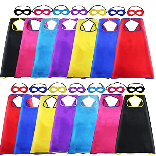 Super Hero Capes and Masks for Kids Bulk, 14 Pack Superhero Party Capes for Children Dress Up Costume Halloween Birthday (multicolor)