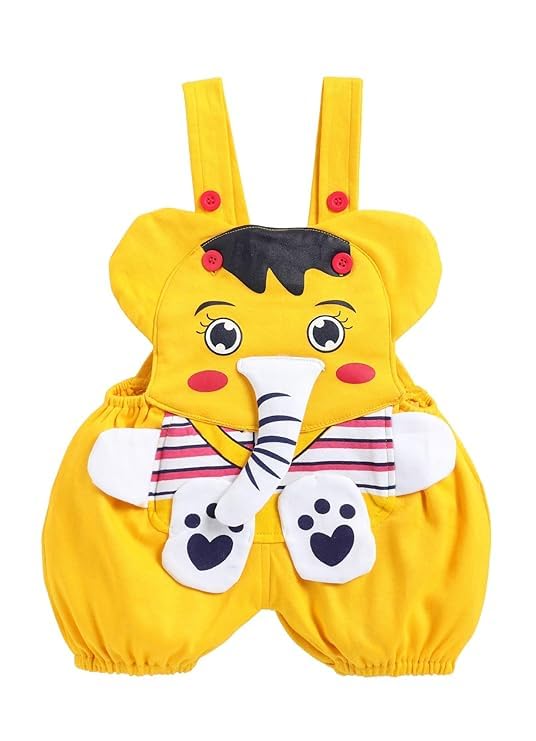 Image of Mommy Club Baby Boy's & Baby Girl's Jumbo The Elephant Dungaree For 0-6Months Baby || Dress Clothes For Baby Boy And Baby Girl (Yellow, 0-6 Months)