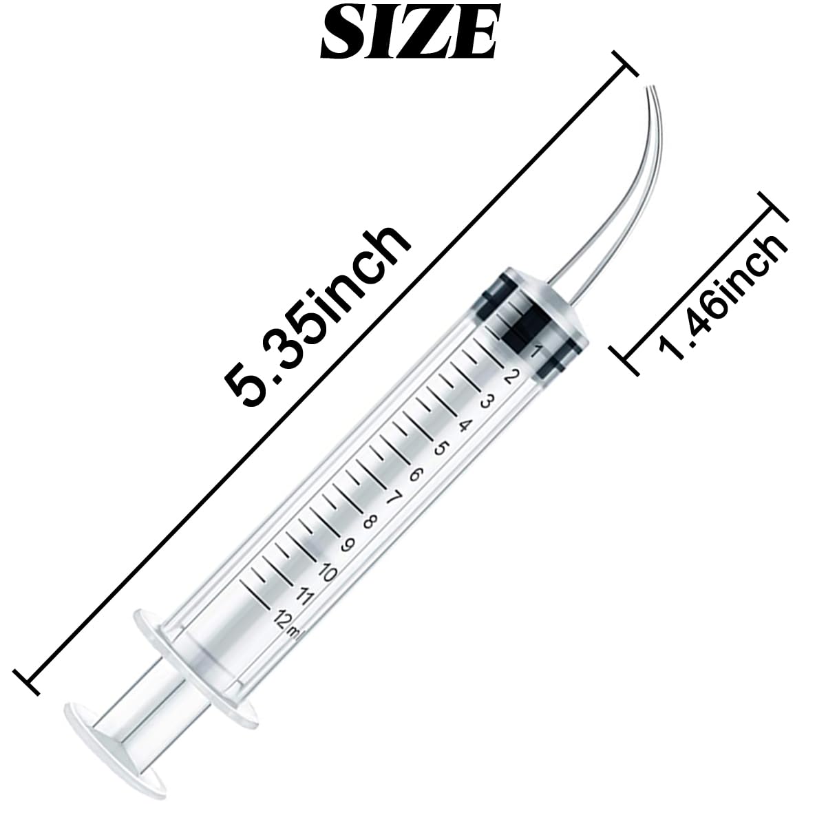 TIHOOD 15PCS 12ml/cc Plastic Syringes with Curved Tip, Disposable Irrigation Syringe Mouthwash Cleaner for Oral Care, Animal Feeding, with Measurement
