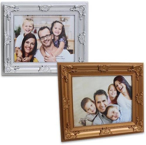 bulkl buys Antique Style Photo Frame, Medium, 8" L x 10" H, Gold/Silver
