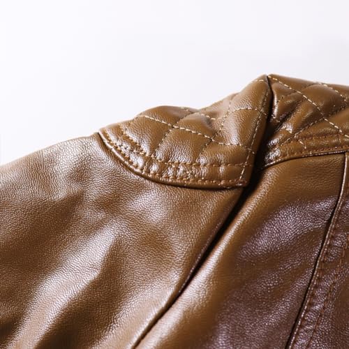 Kids Leather Jacket Boys Baseball Jacket Motorcycle Faux Leather Zipper Coats 4-8 Years4