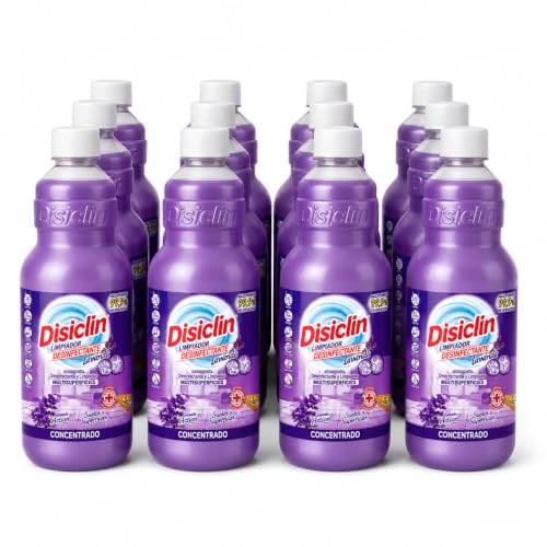 Disclin Lavanda Limpiador Multisuperficies Concentrado 1L | Pack 12 Unidades | pH Neutro | Sin Lejía | Higiene Total | RASMACOR