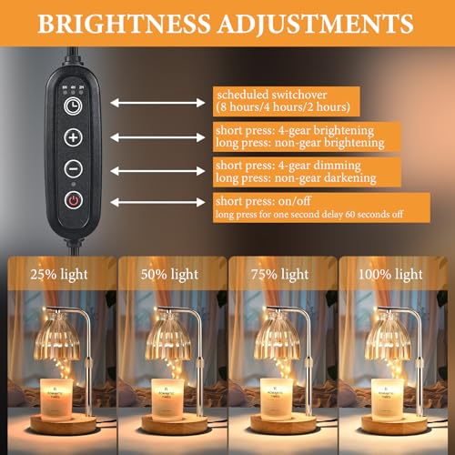 Womens-Gift-Height-Adjustable-Candle-Warmer-Lamp-wTimer-Dimmer-for-Jar-Candles-2-Bulbs-Ideal-for-Home-Decor-Birthday-Gifts