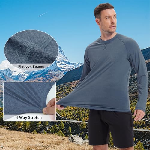 Image of Mens Swim Shirts UPF 50+ Sun Shirts Rash Guard Quick-Dry Fishing T-Shirts