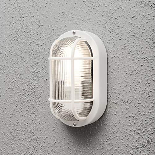 Aplique oval de exterior Konstsmide 7650-200 resistente IP44 blanco 4