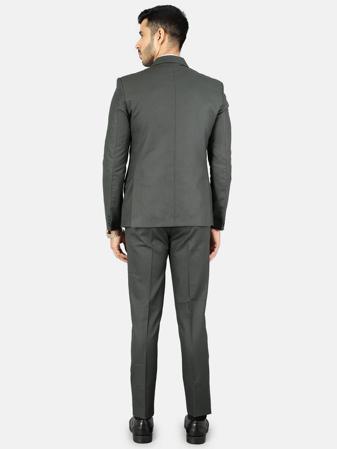 WINTAGE Mens Polyester Cotton Plain Green Two Piece Suit : 40/ M - Image 3 thumbnail
