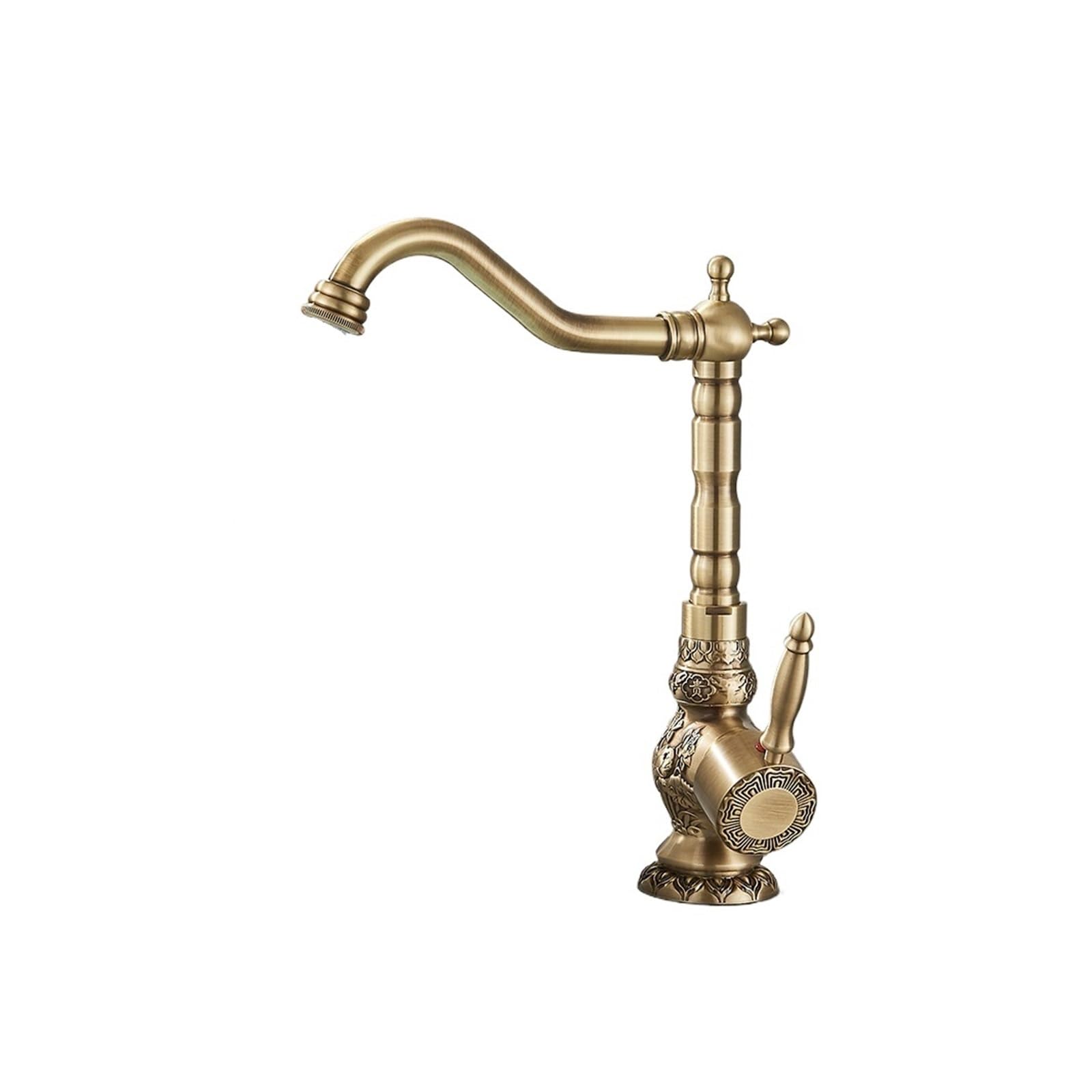 Basin Faucets Antique Brass Faucet Basin Carving Tap Rotation Single Handle Tap Mixer Taps Bathroom Vessel Sink Faucet(High Style)