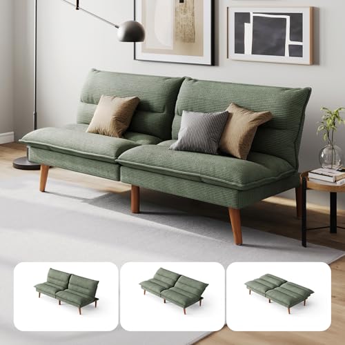 LINSY HOME Futon Sofa Bed - Convertible Corduroy Futon Couch...