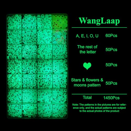 Image of Glow in the Dark Acrylic Letter Beads, 4x7mm