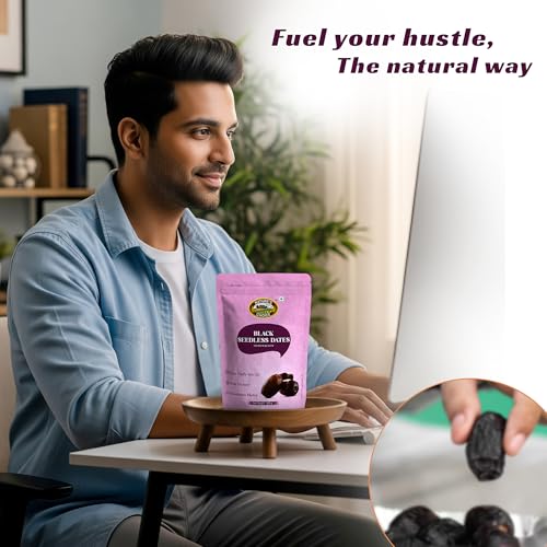 Image of Nature's Choice Black Seedless Dates (500g) | Premium Dates | Soft Seedless Khajur with Chewy Texture | Naturally Sweet | Healthy Snack | Fresh Quality for Fasting | Packed With Nutrients | Khajor