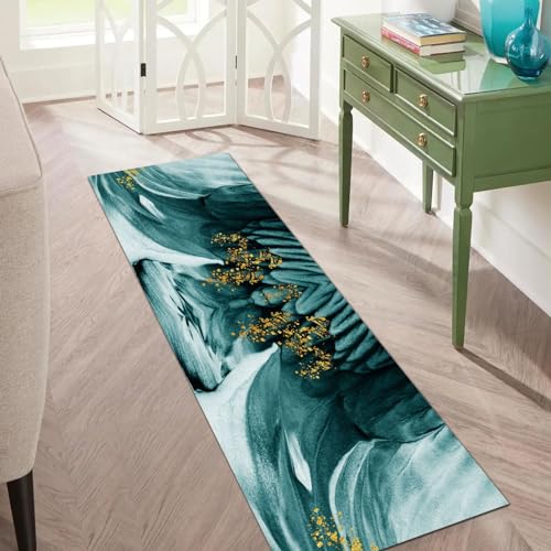 Tapis de cuisine doux lavable et antidérapant grand format vert