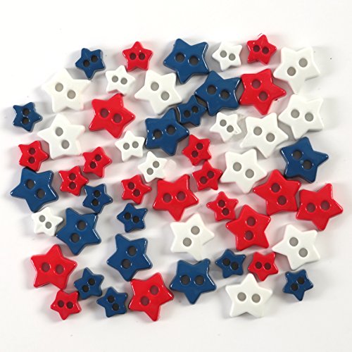Blumenthal Lansing Red White And Blue Shaped Buttons, Traditional Stars 3.9 Inches #TOP1