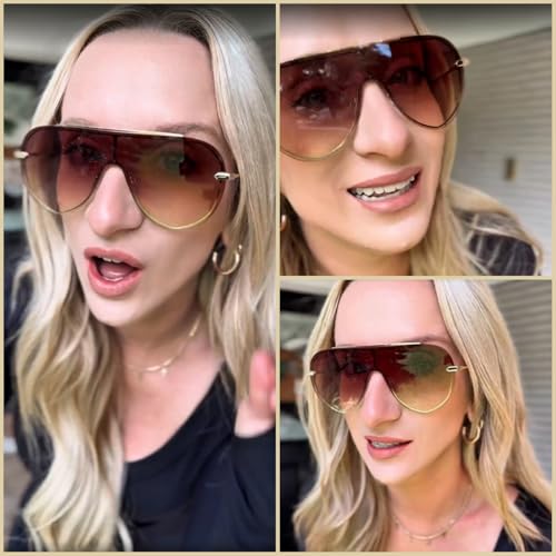 Chic Oversized Shield Sunglasses Womens Trendy, Designer Stylish UV Protection Sun Glasses Large Frame Shades3