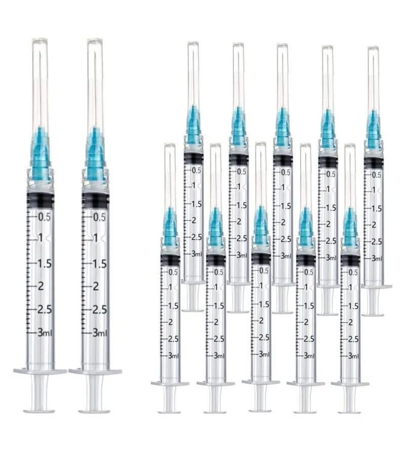 3ml 100 PACK Plastic Syringe Disposable individually packed syringe for pet cats dog feeding puppy nursing ink cartridge refilling measuring liquid dosage glue application arts and crafts