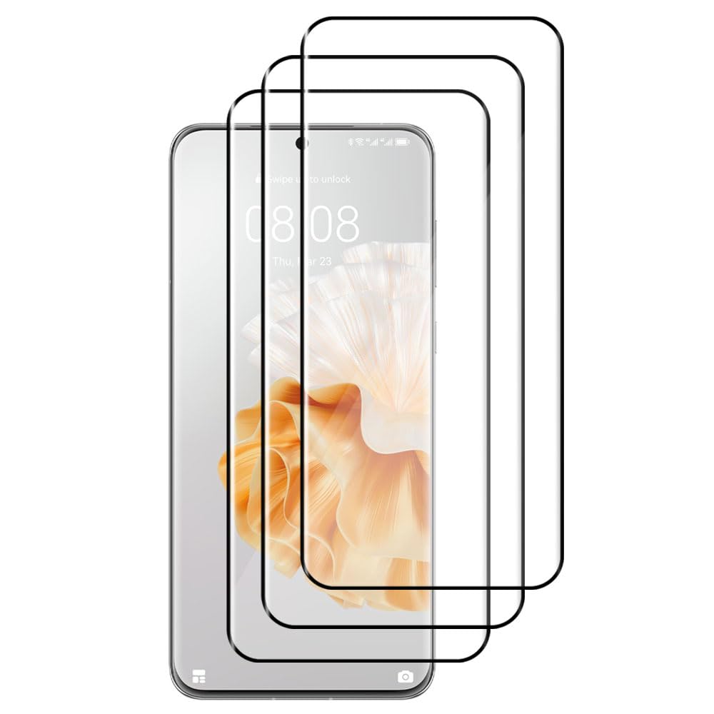 MARGOUN 3 Pack for Huawei P60 Screen Protector Tempered Glass, Full Coverage Protective Film Easy Installation Anti Scratch Bubble Free (HUAWEI P60, Black)