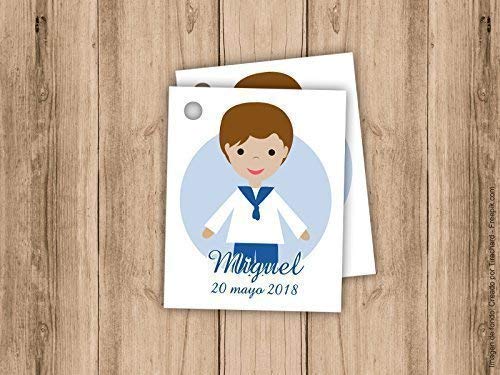 Etiqueta para detalle de Primera Comunión niño. Pack 25 udes. Detalles de Primera Comunión. Recuerdo de Primera Comunión.