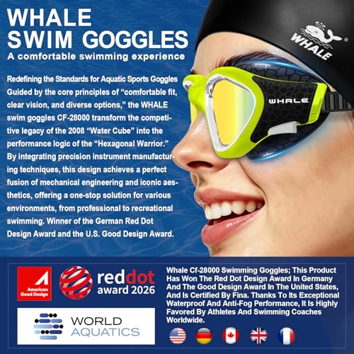 Image of Whale Swim Goggles Polarized Anti-Fog Lenses, Unisex | 100% UV Protection | Anti-Fog Goggles High Definition, Wide-Angle View