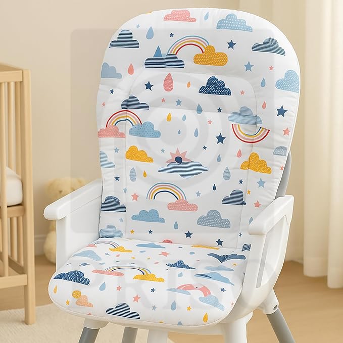PRISO Child Stroller High Chair Seat Cushion Dining Chair Liner Mat Pad Cover Protector Accessories Soft Thick, Rainbow Design Cushion Accessories. (Whitecolor) 4