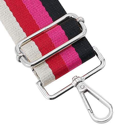Image of Silvery Buckles Wide Shoulder Strap Adjustable Replacement Belt Crossbody Canvas Bag Handbag