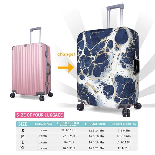 Blue White Marble Luggage Cover Washable Suitcase Cover Anti-Scratch Luggage Protector Covers Elastic Suitcase Identify M fits 22-24 Inch Luggage2