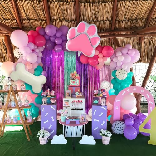 image for Simaya Pink Paw Puppy Patrol Birthday Decorations for Girls, 2 Pack Pi