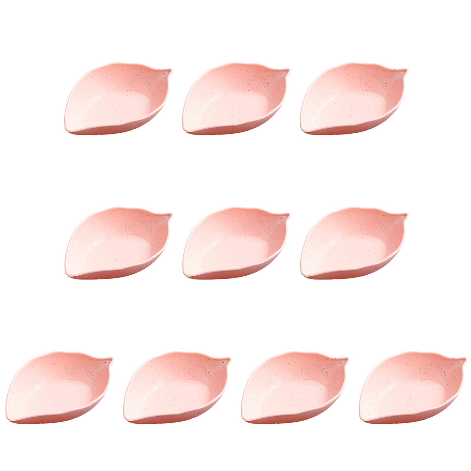 Dipping Bowls, Soy Sauce Dish, Small Serving Bowls for Side Dishes Vintage Love Heart Leaf Stylish Design, Seasoning Dish, Set of 10 Mini Appetizer Plates for Condiment Sushi Ketchup BBQ Party Pink-L