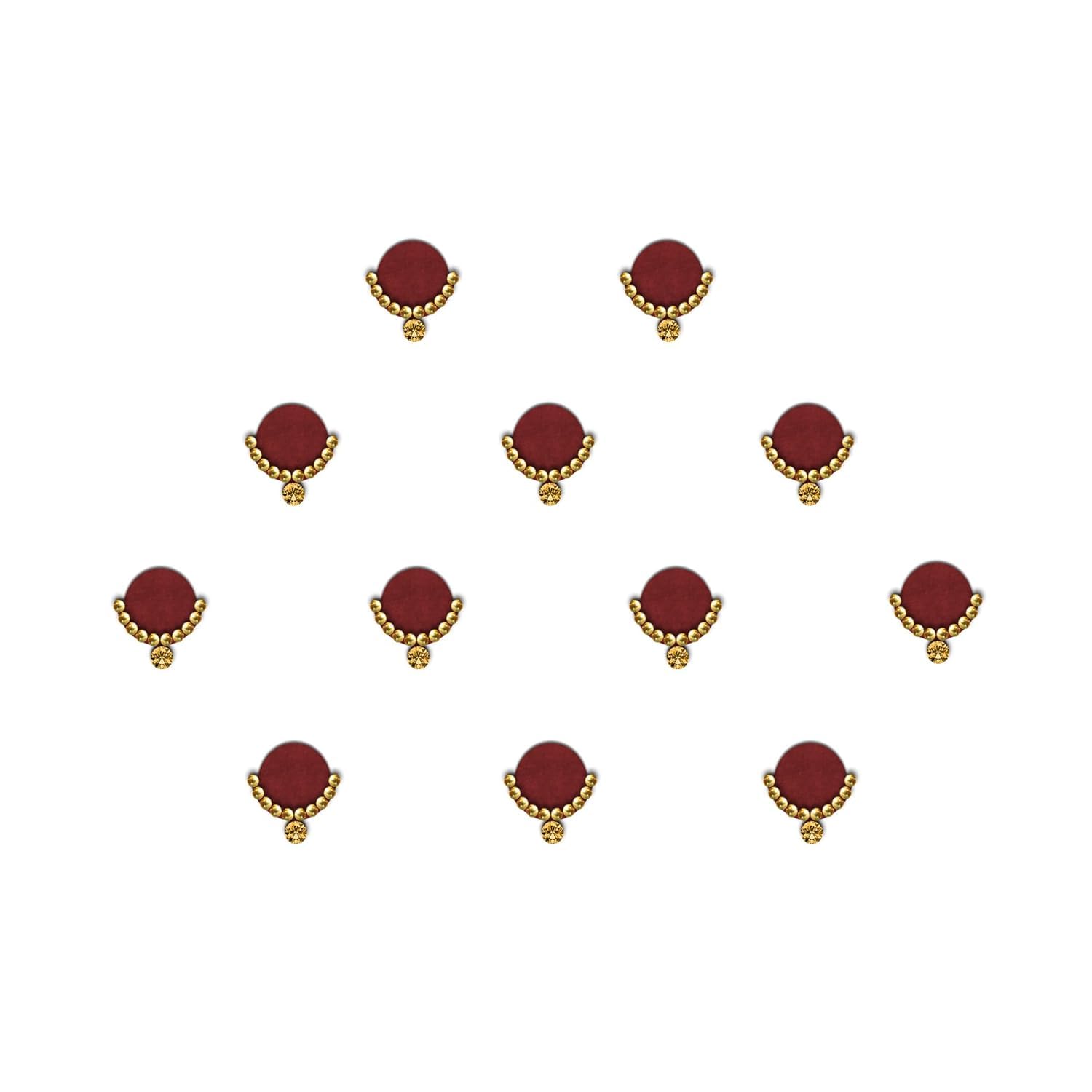 m fabrics ManRee Red Velvet Golden Stone Bindi Spiral Bindi Book for Women and Girls | Bindis Fancy Tikali Kumkum Self-Adhesive Sticker Bindiya Tikka (Skin Friendly Glue) Traditional Sindoor - Pack of 20-picture-29
