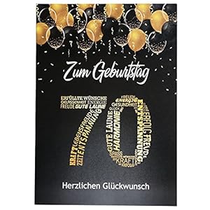 Elegante Glückwunschkarte 70. Geburtstag Geburtstagskarte 70 Karte 70 Schwarz Gold Geschenkkarte 70. Geburtstag