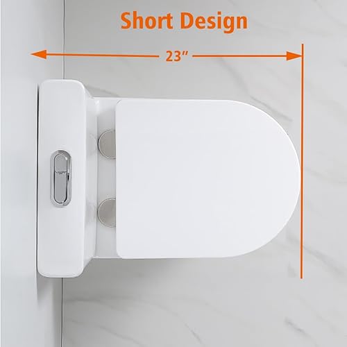 Miniatura 2 de WinZo Inodoro pequeño de una pieza con 10 "áspero-en-en compacto moderno doble descarga para baño pequeño y corto baño polvo blanco