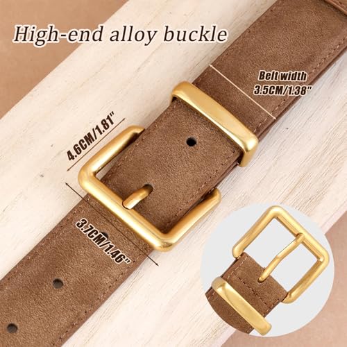 Fashion Elegant Ladies Suede Belt with Gold Buckle, Women Genuine Leather Belt for Jeans Pants Dress Coat2